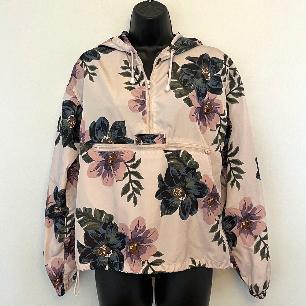 Thread & Supply 1/4 Zip Floral Windbreaker, Size XS
